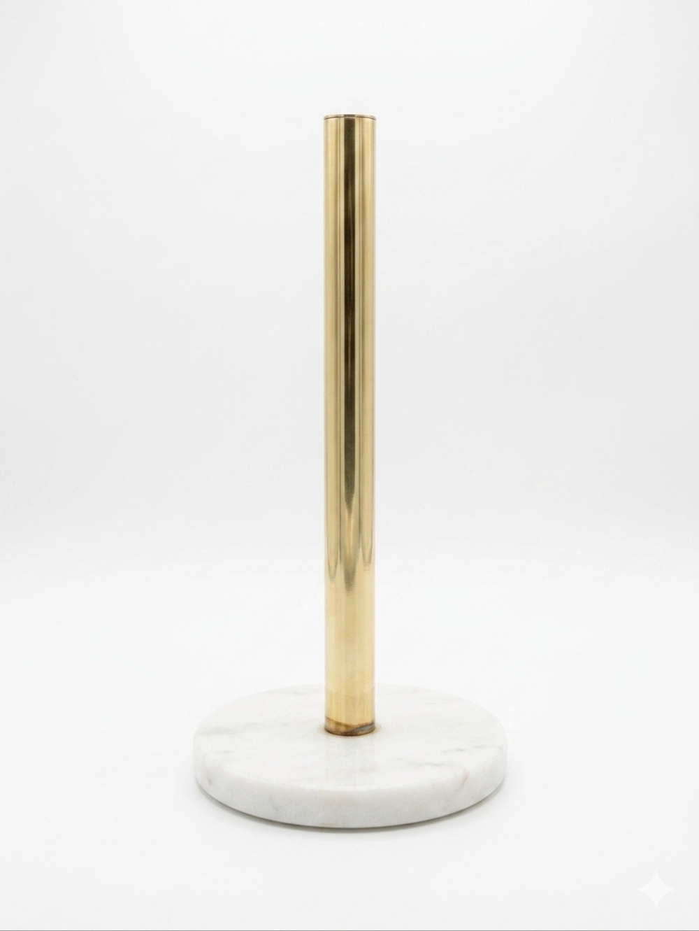 Mid-Century Modern Inspired Marble Paper Towel Holder White & Gold Luxe Kitchen